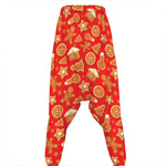 Xmas Gingerbread Pattern Print Hammer Pants