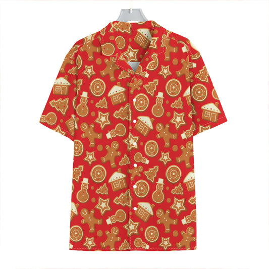 Xmas Gingerbread Pattern Print Hawaiian Shirt