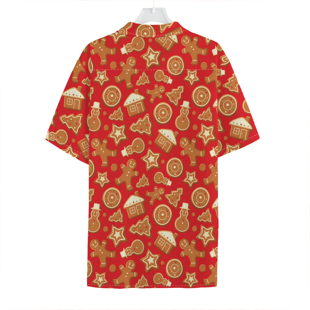 Xmas Gingerbread Pattern Print Hawaiian Shirt
