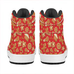 Xmas Gingerbread Pattern Print High Top Leather Sneakers