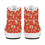 Xmas Gingerbread Pattern Print High Top Leather Sneakers