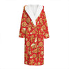 Xmas Gingerbread Pattern Print Hooded Bathrobe