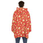 Xmas Gingerbread Pattern Print Hoodie Blanket