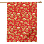 Xmas Gingerbread Pattern Print House Flag