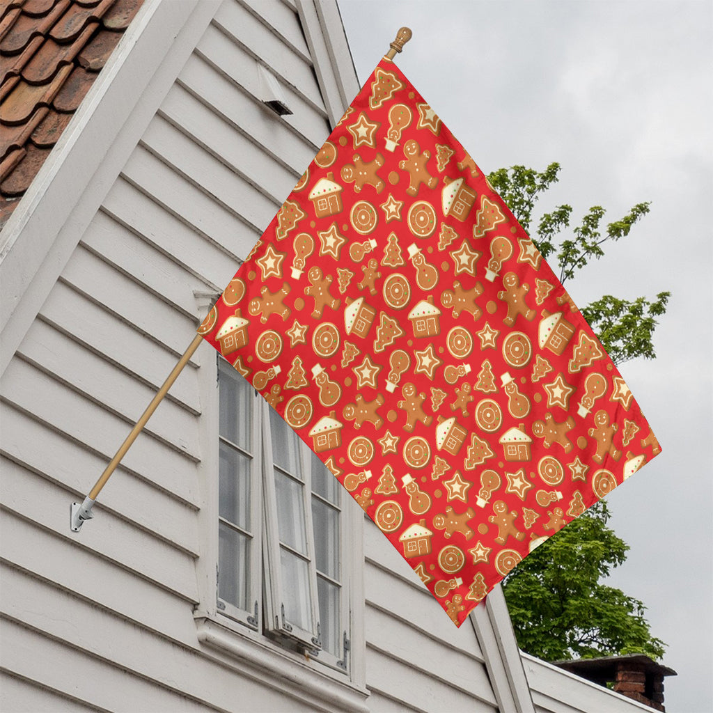 Xmas Gingerbread Pattern Print House Flag