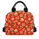 Xmas Gingerbread Pattern Print Insulated Lunch Bag