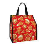 Xmas Gingerbread Pattern Print Insulated Lunch Tote