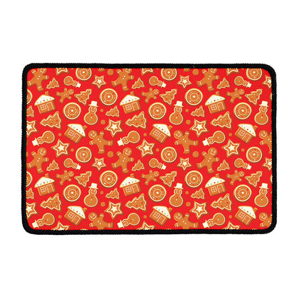 Xmas Gingerbread Pattern Print Kitchen Mat