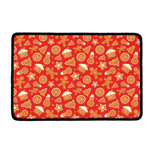 Xmas Gingerbread Pattern Print Kitchen Mat
