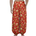 Xmas Gingerbread Pattern Print Lantern Pants