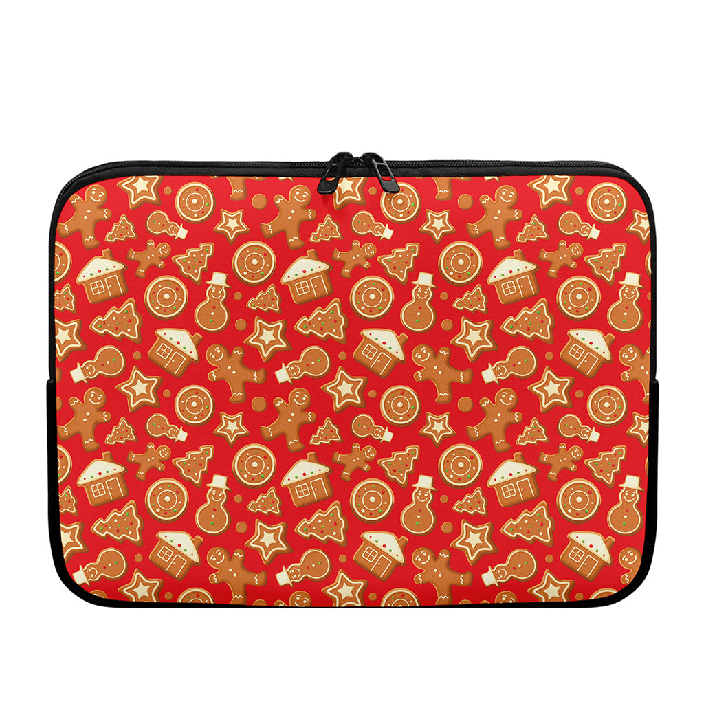 Xmas Gingerbread Pattern Print Laptop Sleeve