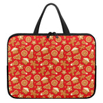 Xmas Gingerbread Pattern Print Laptop Sleeve With Handle