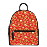 Xmas Gingerbread Pattern Print Leather Backpack