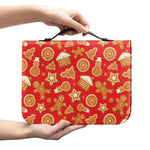 Xmas Gingerbread Pattern Print Leather Bible Cover