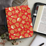 Xmas Gingerbread Pattern Print Leather Bible Cover