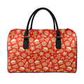 Xmas Gingerbread Pattern Print Leather Duffel Bag