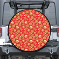 Xmas Gingerbread Pattern Print Leather Spare Tire Cover
