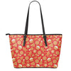 Xmas Gingerbread Pattern Print Leather Tote Bag