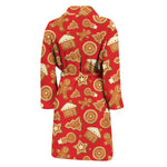 Xmas Gingerbread Pattern Print Men's Bathrobe