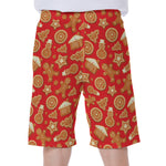 Xmas Gingerbread Pattern Print Men's Beach Shorts