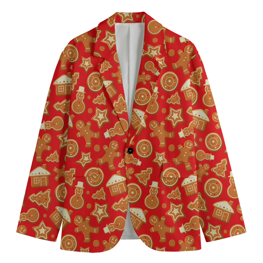 Xmas Gingerbread Pattern Print Men's Blazer