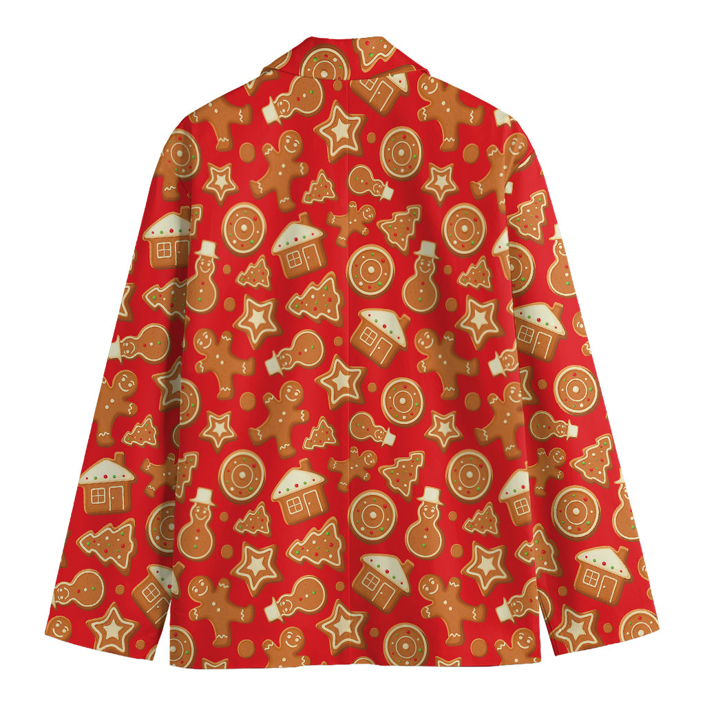 Xmas Gingerbread Pattern Print Men's Blazer