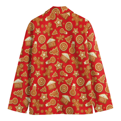 Xmas Gingerbread Pattern Print Men's Blazer