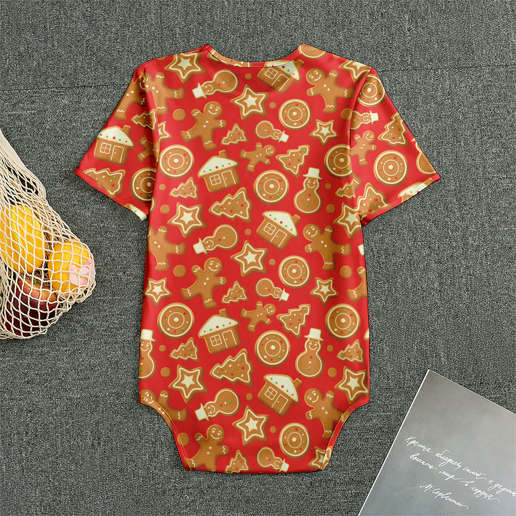 Xmas Gingerbread Pattern Print Men's Bodysuit