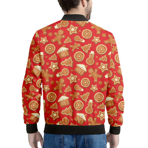 Xmas Gingerbread Pattern Print Men's Bomber Jacket