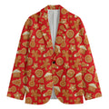 Xmas Gingerbread Pattern Print Men's Cotton Blazer