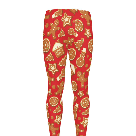 Xmas Gingerbread Pattern Print Men's leggings