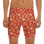 Xmas Gingerbread Pattern Print Men's Long Boxer Briefs