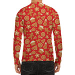 Xmas Gingerbread Pattern Print Men's Long Sleeve Rash Guard