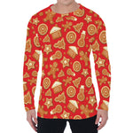 Xmas Gingerbread Pattern Print Men's Long Sleeve T-Shirt