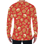 Xmas Gingerbread Pattern Print Men's Long Sleeve T-Shirt