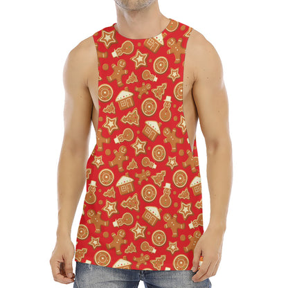 Xmas Gingerbread Pattern Print Men's Muscle Tank Top