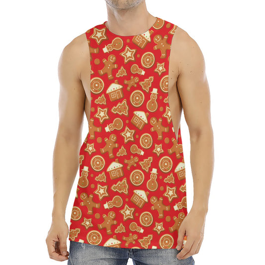 Xmas Gingerbread Pattern Print Men's Muscle Tank Top