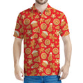 Xmas Gingerbread Pattern Print Men's Polo Shirt