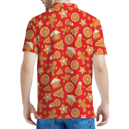 Xmas Gingerbread Pattern Print Men's Polo Shirt