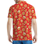 Xmas Gingerbread Pattern Print Men's Polo Shirt