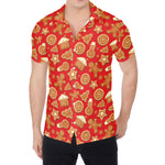 Xmas Gingerbread Pattern Print Men's Shirt