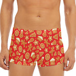 Xmas Gingerbread Pattern Print Men's Short Boxer Briefs