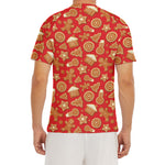 Xmas Gingerbread Pattern Print Men's Short Sleeve Rash Guard