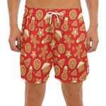 Xmas Gingerbread Pattern Print Men's Split Running Shorts