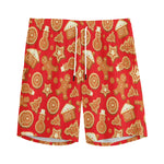 Xmas Gingerbread Pattern Print Men's Sports Shorts