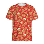 Xmas Gingerbread Pattern Print Men's Sports T-Shirt