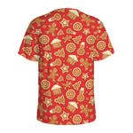 Xmas Gingerbread Pattern Print Men's Sports T-Shirt