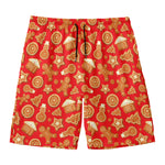Xmas Gingerbread Pattern Print Men's Swim Trunks