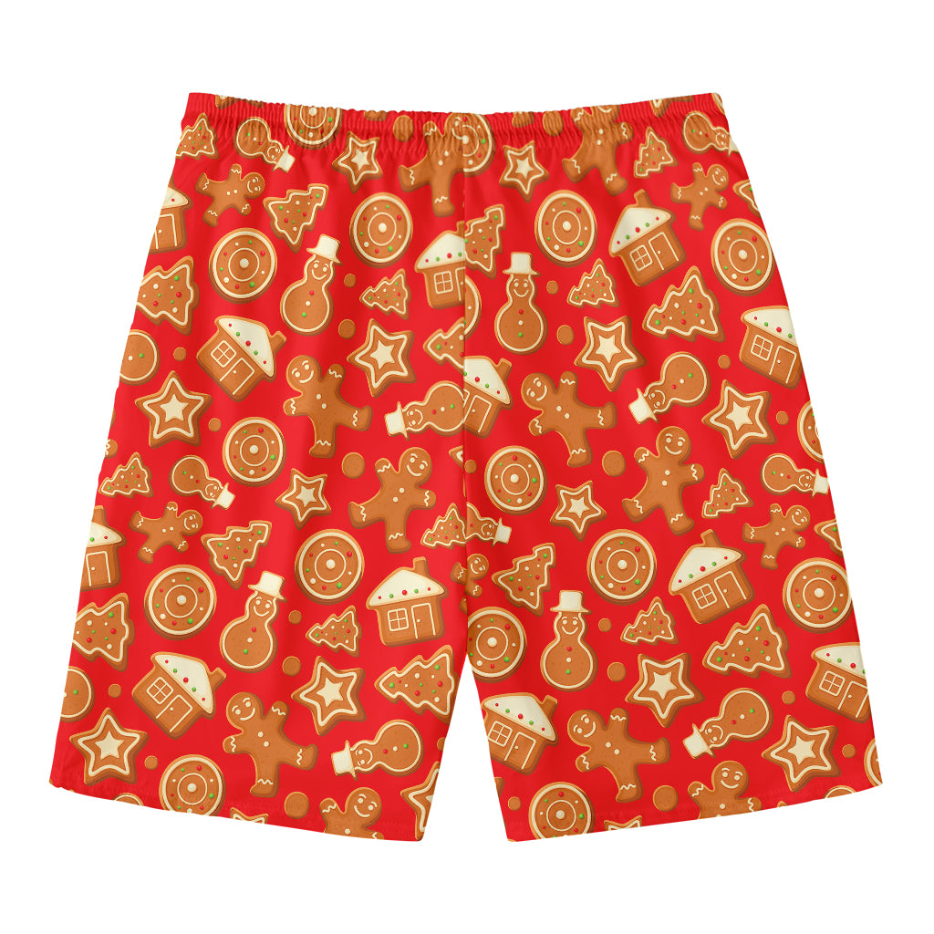 Xmas Gingerbread Pattern Print Men's Swim Trunks