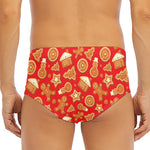 Xmas Gingerbread Pattern Print Men's Triangle Swim Briefs